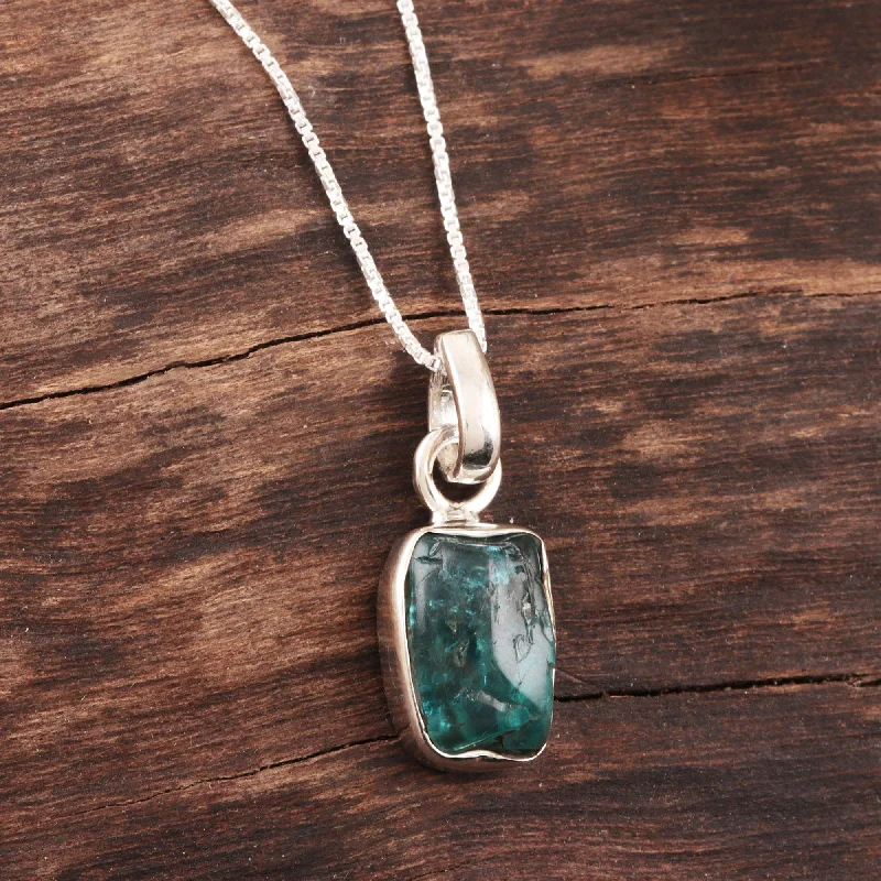 Get The Jewelry You Love At A Price You Love Appealing Sea Apatite Nugget Pendant Necklace Crafted in India