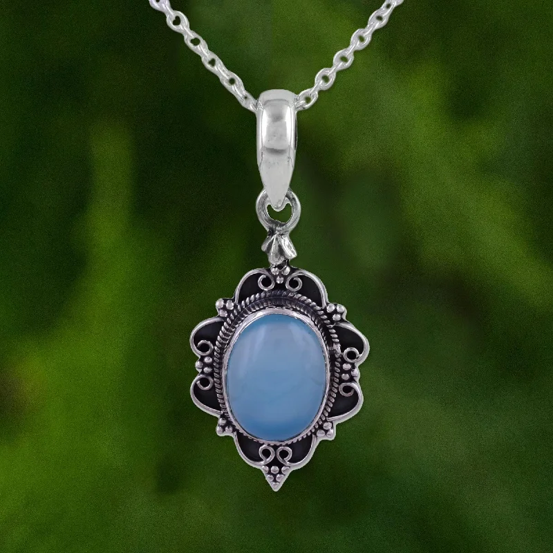 Stunning Jewelry At A Fraction Of The Price Blue Damsel Oval Shaped Chalcedony and Sterling Silver Pendant Necklace Stunning Jewelry At A Fraction Of The Price Blue Damsel Oval Shaped Chalcedony and Sterling Silver Pendant Necklace