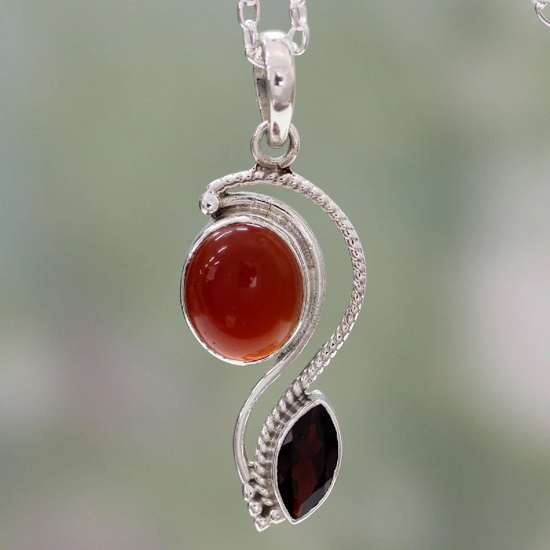 Huge Savings On Timeless Jewelry Collections Colorful Curves Carnelian Garnet & Silver Pendant Necklace Huge Savings On Timeless Jewelry Collections Colorful Curves Carnelian Garnet & Silver Pendant Necklace