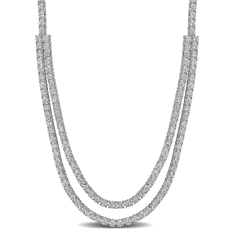 Created Forever 5 7/8ct TW Lab-Grown Diamond Double Tennis Necklace 14k White Gold-17 in