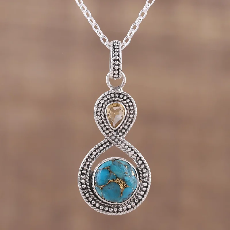 The Biggest Jewelry Sale Of The Year Is Here Dazzling Infinity Indian Citrine and Composite Turquoise Pendant Necklace
