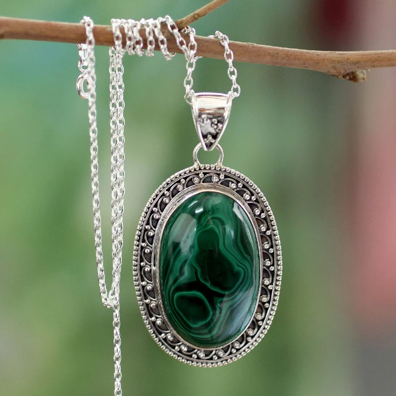 Limited-Stock Jewelry Sale – Once It's Gone, It's Gone Forest Whirlwind Malachite Pendant Necklace Limited-Stock Jewelry Sale – Once It's Gone, It's Gone Forest Whirlwind Malachite Pendant Necklace