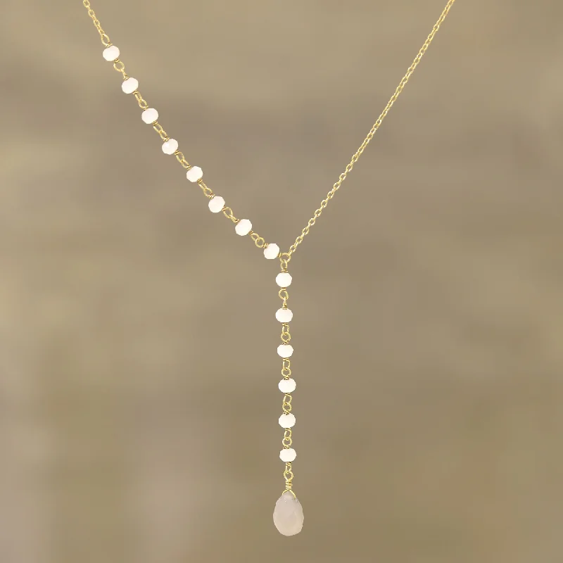 Unmissable Deals On Handmade Jewelry Collections Gemstone Grace Gold Plated Chalcedony Y-Necklace from India Unmissable Deals On Handmade Jewelry Collections Gemstone Grace Gold Plated Chalcedony Y-Necklace from India