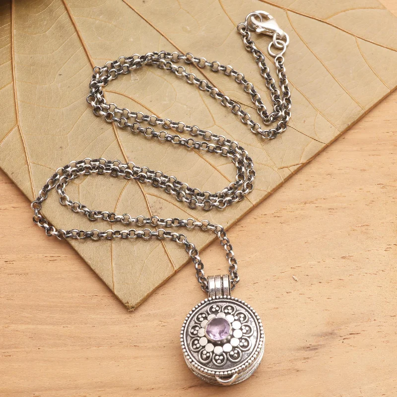 Shop Fine Jewelry With Amazing Deals Gianyar Grace Amethyst and Sterling Silver Locket Pendant Necklace Shop Fine Jewelry With Amazing Deals Gianyar Grace Amethyst and Sterling Silver Locket Pendant Necklace