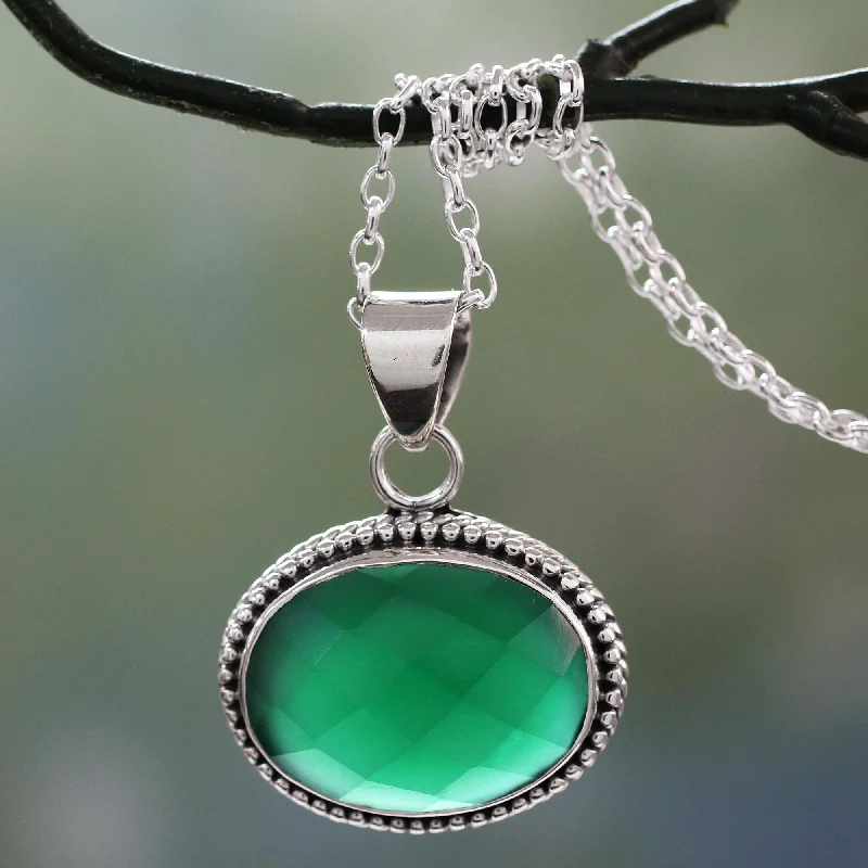 Your Dream Jewelry At Dream Prices Green Transformation Lush Green Onyx Gem on Sterling Silver Necklace from India Your Dream Jewelry At Dream Prices Green Transformation Lush Green Onyx Gem on Sterling Silver Necklace from India