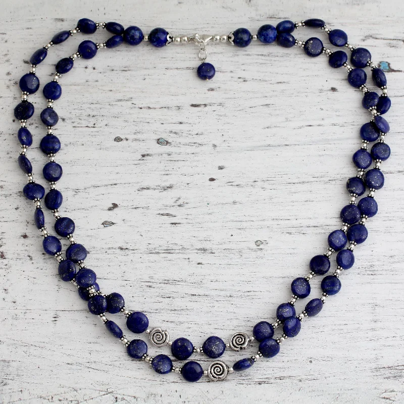 Eco-Friendly Sustainable Jewelry For Conscious Buyers Lapis Lazuli Sterling Silver Beaded Necklace Eco-Friendly Sustainable Jewelry For Conscious Buyers Lapis Lazuli Sterling Silver Beaded Necklace
