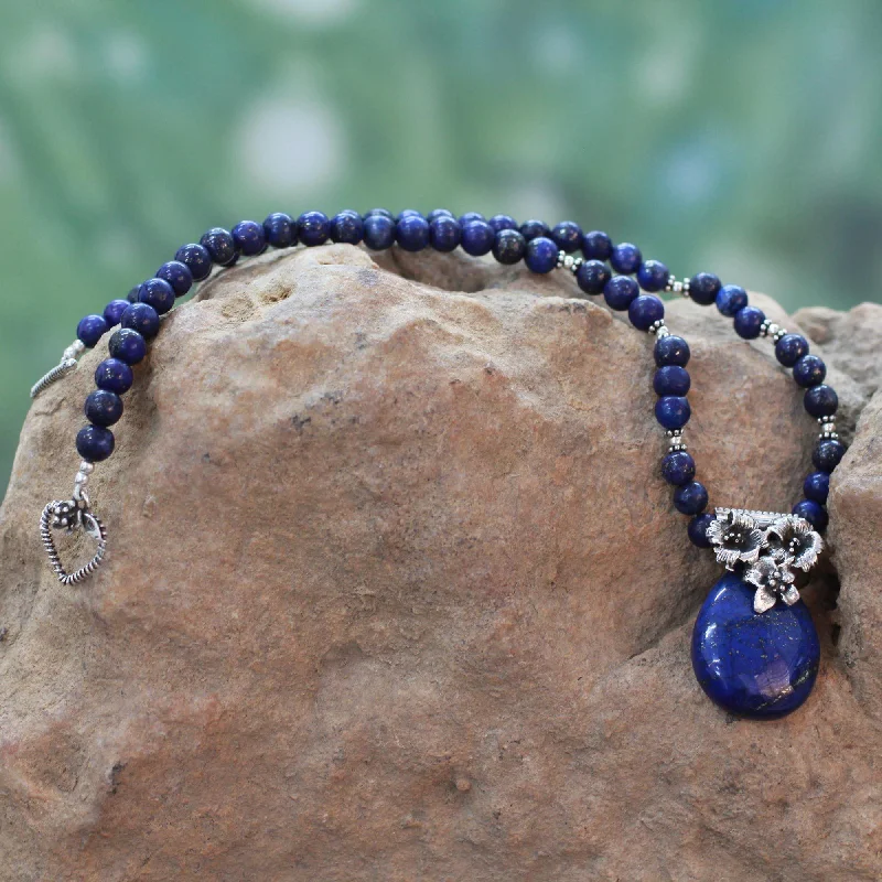 Shop Elegant Jewelry At Unbeatable Prices Lapis Lazuli & Sterling Silver Lily Necklace Shop Elegant Jewelry At Unbeatable Prices Lapis Lazuli & Sterling Silver Lily Necklace