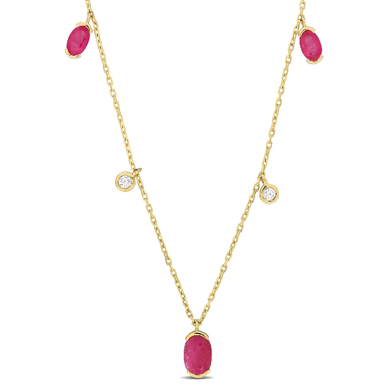 Trending Jewelry Styles Now At Limited-Time Discounts Mimi & Max 1 1/10ct TGW Oval Ruby & 1/10ct TDW Diamond Station Necklace in 10k Yellow Gold - 17 in Trending Jewelry Styles Now At Limited-Time Discounts Mimi & Max 1 1/10ct TGW Oval Ruby & 1/10ct TDW Diamond Station Necklace in 10k Yellow Gold - 17 in