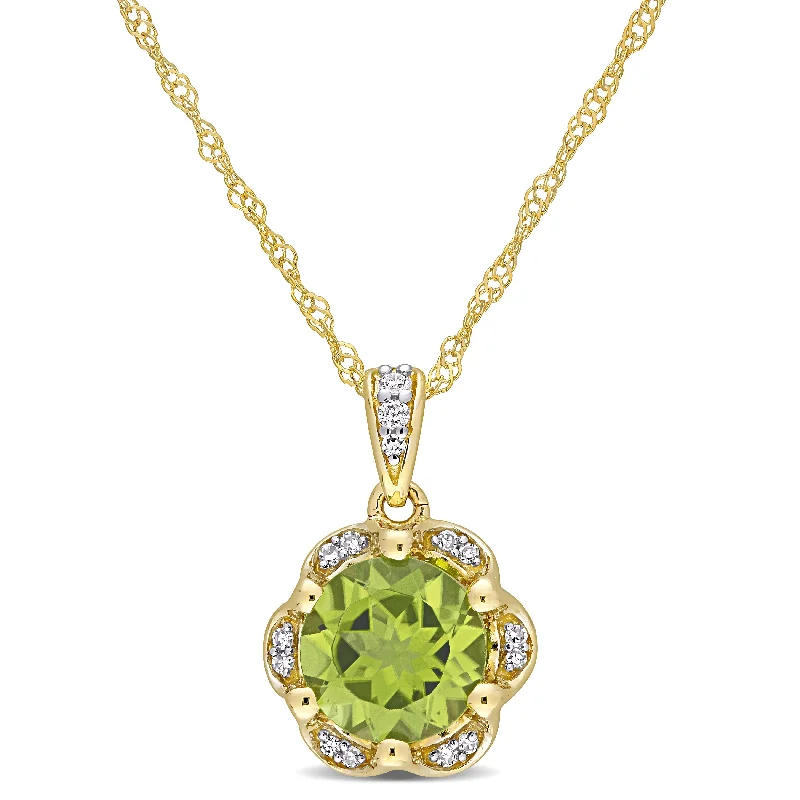 Handcrafted Jewelry Sale – Unique Designs At Low Prices Mimi & Max 1 1/2ct TGW Peridot and Diamond Accent Floral Pendant with Chain in 14k Yellow Gold Handcrafted Jewelry Sale – Unique Designs At Low Prices Mimi & Max 1 1/2ct TGW Peridot and Diamond Accent Floral Pendant with Chain in 14k Yellow Gold