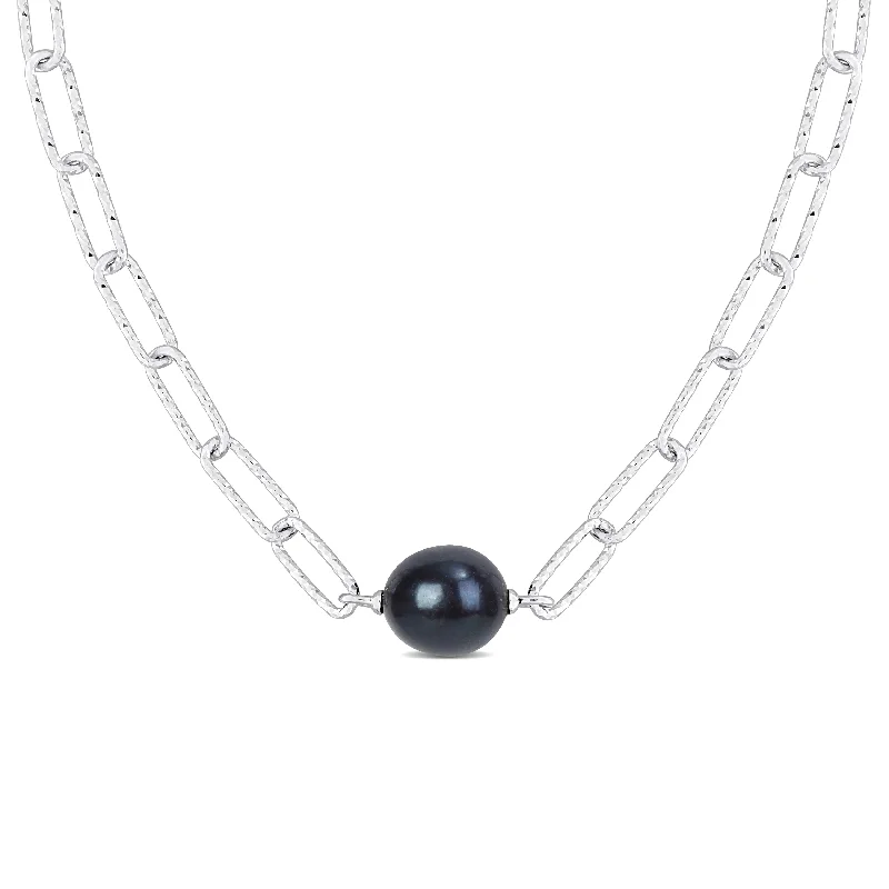 Timeless Jewelry At Special Discount Rates Mimi & Max 11-12mm Black Cultured Freshwater Baroque Pearl Paperclip Necklace in Sterling Silver - 16+2 in Timeless Jewelry At Special Discount Rates Mimi & Max 11-12mm Black Cultured Freshwater Baroque Pearl Paperclip Necklace in Sterling Silver - 16+2 in