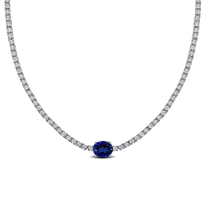 Bestselling Jewelry At Special Promotional Rates Mimi & Max 16ct TGW Created Blue White Sapphire Solitaire Necklace Sterling Silver-17 in Bestselling Jewelry At Special Promotional Rates Mimi & Max 16ct TGW Created Blue White Sapphire Solitaire Necklace Sterling Silver-17 in