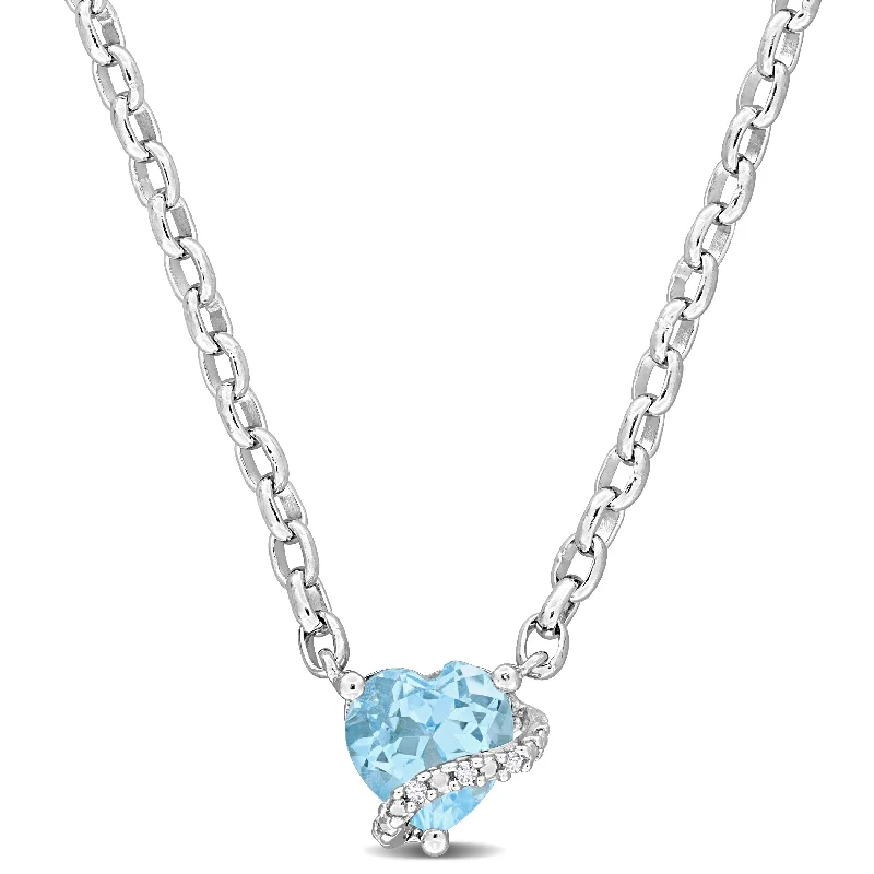 Personalized Jewelry At Special Discount Rates Mimi & Max 1ct TGW Sky Blue Topaz and Diamond Accent Heart Pendant with Chain in Sterling Silver Personalized Jewelry At Special Discount Rates Mimi & Max 1ct TGW Sky Blue Topaz and Diamond Accent Heart Pendant with Chain in Sterling Silver