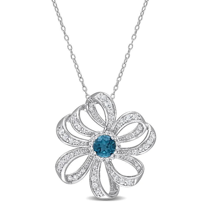 Shop Dazzling Jewelry With Special Promotional Discounts Mimi & Max 2 1/4ct TGW London Blue and White Topaz Flower Pendant with Chain in Sterling Silver Shop Dazzling Jewelry With Special Promotional Discounts Mimi & Max 2 1/4ct TGW London Blue and White Topaz Flower Pendant with Chain in Sterling Silver