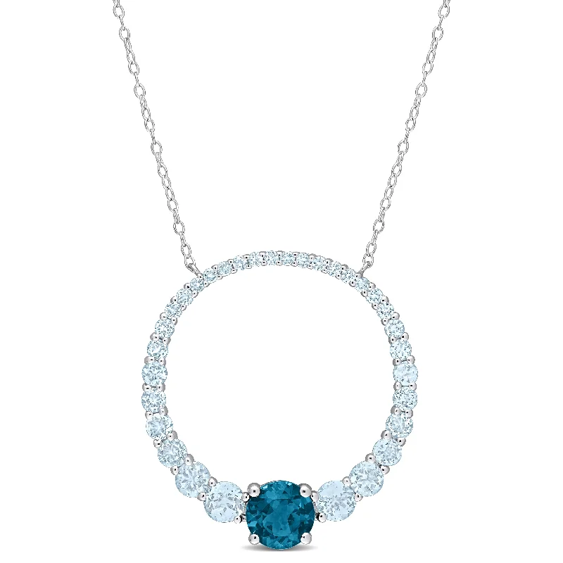 Best-Selling Jewelry Now Available At Special Deals Mimi & Max 3 7/8ct TGW Sky Blue and London Blue Topaz Circle Pendant with Chain in Sterling Silver Best-Selling Jewelry Now Available At Special Deals Mimi & Max 3 7/8ct TGW Sky Blue and London Blue Topaz Circle Pendant with Chain in Sterling Silver
