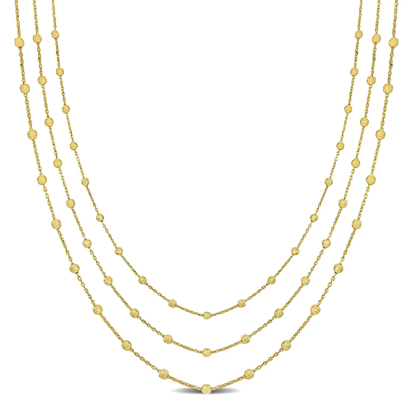 Affordable Luxury Jewelry – Style At A Great Price Mimi & Max 3-Strand Station Ball Necklace in Yellow Plated Sterling Silver - 16+2 in Affordable Luxury Jewelry – Style At A Great Price Mimi & Max 3-Strand Station Ball Necklace in Yellow Plated Sterling Silver - 16+2 in