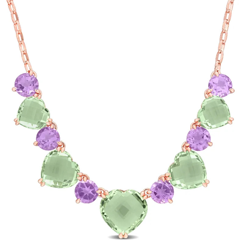Elevate Your Outfit With Discounted Statement Jewelry Mimi & Max 36 5/8ct TGW Green Quartz & Amethyst Alternate Necklace in Rose Plated Sterling Silver - 17 in Elevate Your Outfit With Discounted Statement Jewelry Mimi & Max 36 5/8ct TGW Green Quartz & Amethyst Alternate Necklace in Rose Plated Sterling Silver - 17 in