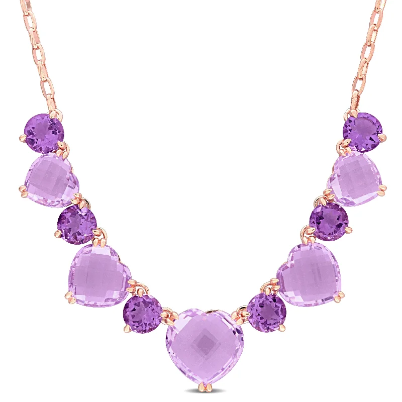 Accessorize For Less – Luxury Jewelry At Affordable Prices Mimi & Max 37 1/2ct TGW Rose de France & Amethyst Necklace in Rose Plated Sterling Silver - 17 in