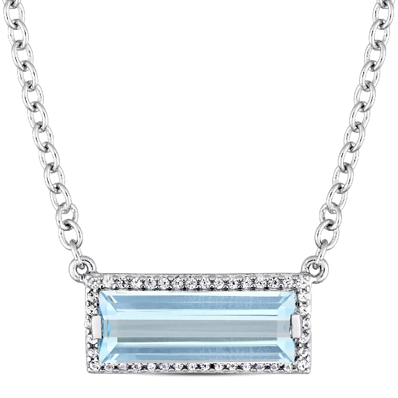 Bestselling Jewelry Now On Sale – Elevate Your Look Mimi & Max 3ct TGW Baguette Cut Blue Topaz and White Sapphire Halo Necklace in Sterling Silver Bestselling Jewelry Now On Sale – Elevate Your Look Mimi & Max 3ct TGW Baguette Cut Blue Topaz and White Sapphire Halo Necklace in Sterling Silver