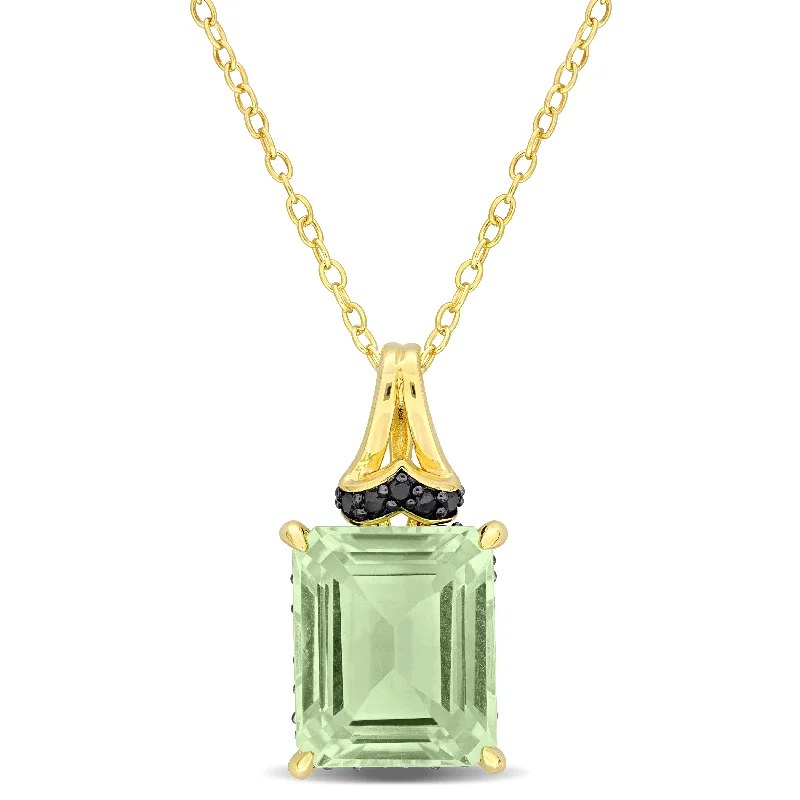 Discover Unique Jewelry With Special Limited-Time Offers Mimi & Max 5 5/8ct TGW Octagon-Cut Green Quartz and Black Sapphire Pendant with Chain in Yellow Silver Discover Unique Jewelry With Special Limited-Time Offers Mimi & Max 5 5/8ct TGW Octagon-Cut Green Quartz and Black Sapphire Pendant with Chain in Yellow Silver