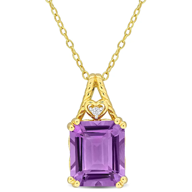 Everyday Jewelry Essentials Now On Sale Mimi & Max 5ct TGW Octagon-Cut Amethyst and White Topaz Pendant with Chain in Yellow Silver Everyday Jewelry Essentials Now On Sale Mimi & Max 5ct TGW Octagon-Cut Amethyst and White Topaz Pendant with Chain in Yellow Silver