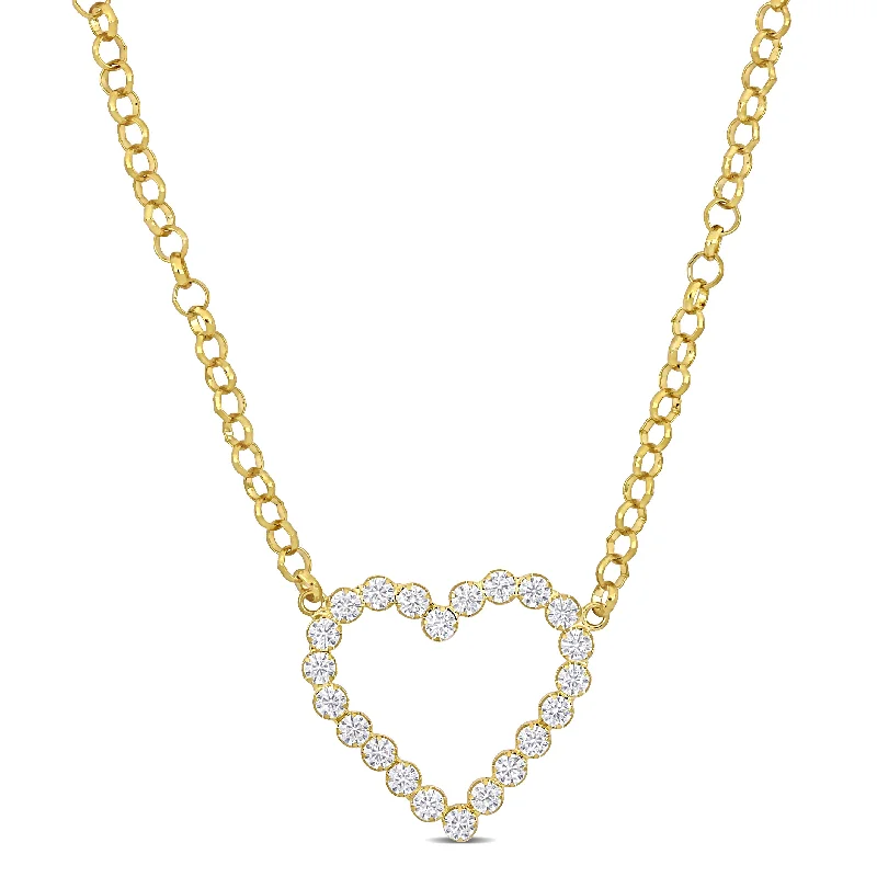 High-Quality Jewelry At A Fraction Of The Cost Mimi & Max 7 1/2 CT TGW Cubic Zirconia Open Heart Necklace in Yellow Silver - 18 in High-Quality Jewelry At A Fraction Of The Cost Mimi & Max 7 1/2 CT TGW Cubic Zirconia Open Heart Necklace in Yellow Silver - 18 in