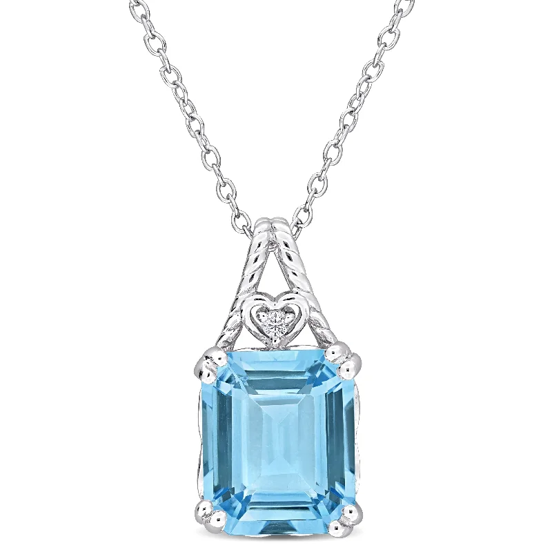 Elevate Your Jewelry Collection With Limited-Time Savings Mimi & Max 7 1/2ct TGW Octagon-Cut Sky Blue and White Topaz Pendant with Cable Chain in Sterling Silver Elevate Your Jewelry Collection With Limited-Time Savings Mimi & Max 7 1/2ct TGW Octagon-Cut Sky Blue and White Topaz Pendant with Cable Chain in Sterling Silver