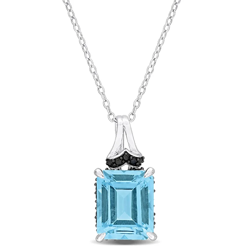 Fashion-Forward Jewelry At Exclusive Discounts Mimi & Max 7 3/4ct TGW Sky Blue Topaz and Black Sapphire Pendant with Chain in Sterling Silver Fashion-Forward Jewelry At Exclusive Discounts Mimi & Max 7 3/4ct TGW Sky Blue Topaz and Black Sapphire Pendant with Chain in Sterling Silver