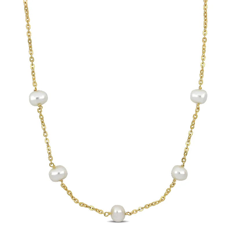 Best Jewelry Deals – Premium Quality At Exclusive Discounts Mimi & Max 9-10mm Cultured Freshwater Pearl Station Necklace in Yellow Silver - 18+2 in Best Jewelry Deals – Premium Quality At Exclusive Discounts Mimi & Max 9-10mm Cultured Freshwater Pearl Station Necklace in Yellow Silver - 18+2 in