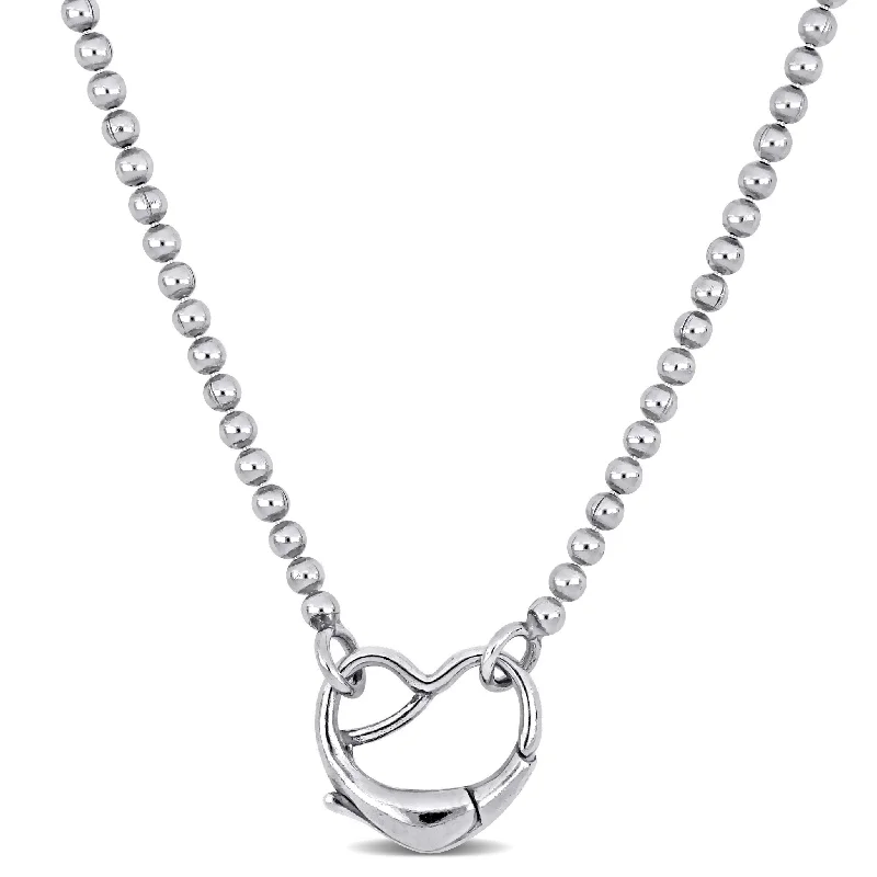 Breathtaking Jewelry, Breathtaking Prices Mimi & Max Bead Necklace with Heart Clasp in Sterling Silver - 18 in Breathtaking Jewelry, Breathtaking Prices Mimi & Max Bead Necklace with Heart Clasp in Sterling Silver - 18 in