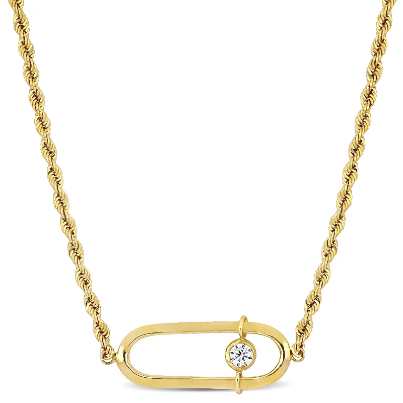Special Offers On Handcrafted And Designer Jewelry Mimi & Max Cubic Zirconia Oval Charm Rope Chain Necklace in 10k Yellow Gold - 18 in Special Offers On Handcrafted And Designer Jewelry Mimi & Max Cubic Zirconia Oval Charm Rope Chain Necklace in 10k Yellow Gold - 18 in