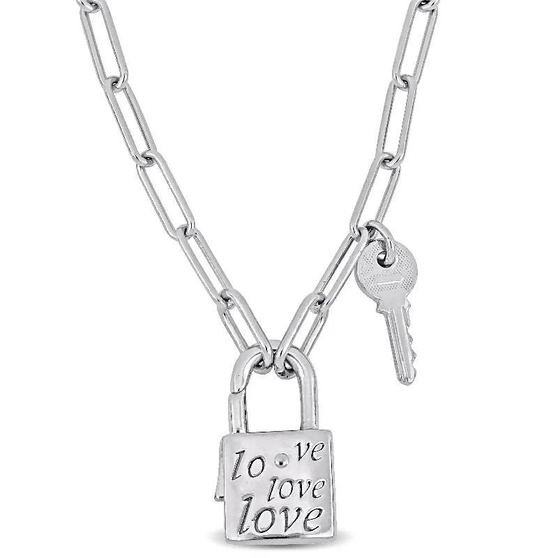 Versatile Layering Jewelry For Effortless Chic Mimi & Max Lock & Key Paper Clip Link Necklace in Sterling Silver - 18 in Versatile Layering Jewelry For Effortless Chic Mimi & Max Lock & Key Paper Clip Link Necklace in Sterling Silver - 18 in