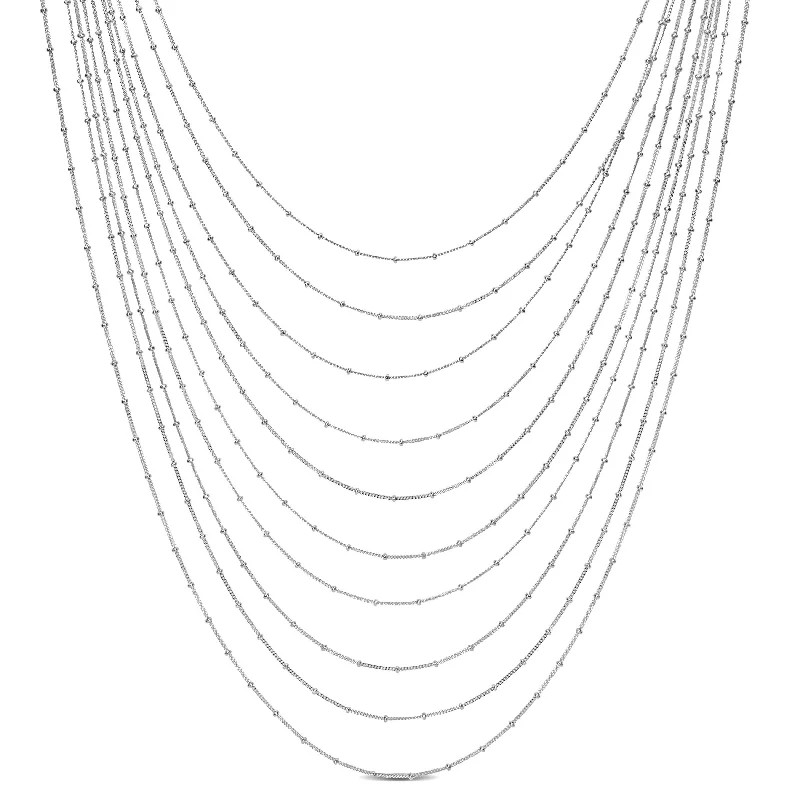 Shop Stylish Jewelry Now And Save Big Mimi & Max Multi-Strand Chain Necklace in Sterling Silver - 16 in