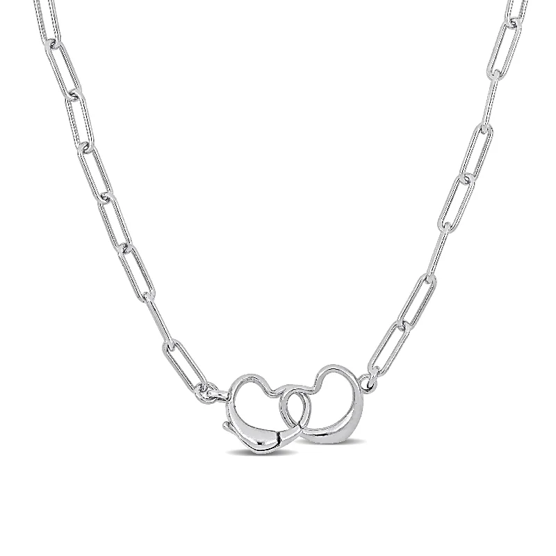 Last Chance To Shop High-End Jewelry At Markdown Prices Mimi & Max Paper Clip Link Necklace with Double Heart Clasp in Sterling Silver - 20 in Last Chance To Shop High-End Jewelry At Markdown Prices Mimi & Max Paper Clip Link Necklace with Double Heart Clasp in Sterling Silver - 20 in