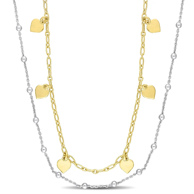Limited-Time Jewelry Discounts – Shine Without The Splurge Mimi & Max Two-Tone Heart and Ball Bead Chain Necklace in Yellow Plated Sterling Silver - 19.5 in Limited-Time Jewelry Discounts – Shine Without The Splurge Mimi & Max Two-Tone Heart and Ball Bead Chain Necklace in Yellow Plated Sterling Silver - 19.5 in