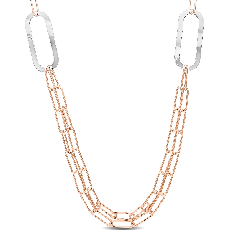 Chic And Stylish Jewelry At Exclusive Prices Mimi & Max Two-Tone Paperclip Chain Necklace in Rose Plated Sterling Silver - 37 in Chic And Stylish Jewelry At Exclusive Prices Mimi & Max Two-Tone Paperclip Chain Necklace in Rose Plated Sterling Silver - 37 in