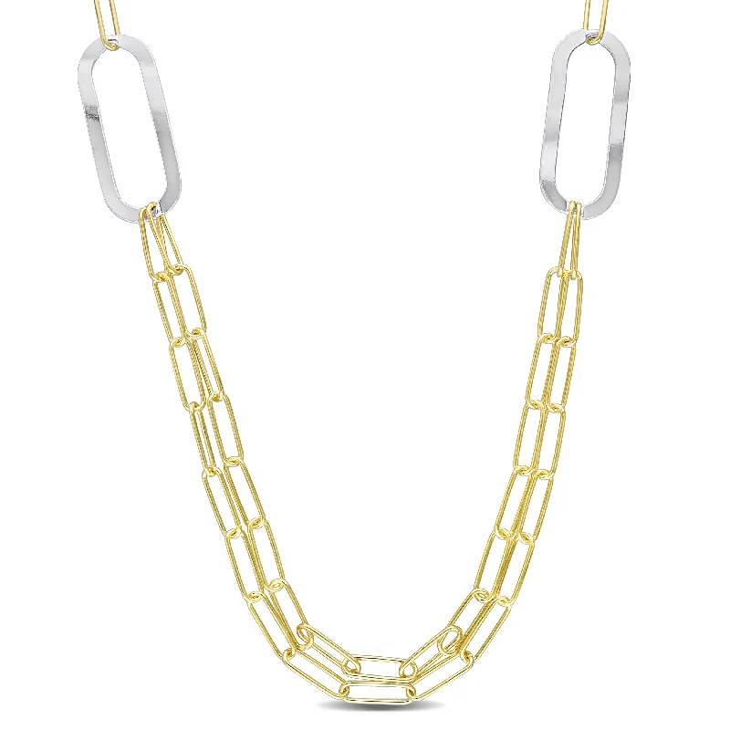 Jewelry Sale Bonanza – Grab Your Sparkle Now Mimi & Max Two-Tone Paperclip Chain Necklace in Sterling Silver - 37 in
