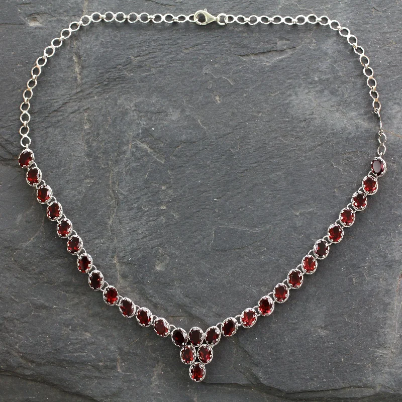 Get The Sparkle You Love At Prices You Adore Cascading Crimson Garnet & Silver Choker Necklace Get The Sparkle You Love At Prices You Adore Cascading Crimson Garnet & Silver Choker Necklace