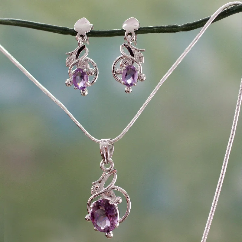 Customized Silver Jewelry For Unique Style Wisteria Amethyst Jewelry Set