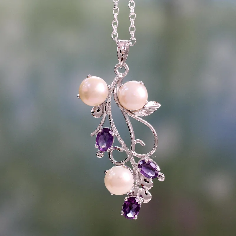 Luxury Meets Affordability – Jewelry Sale Live Now Pearl & Amethyst Floral Pendant Necklace Luxury Meets Affordability – Jewelry Sale Live Now Pearl & Amethyst Floral Pendant Necklace