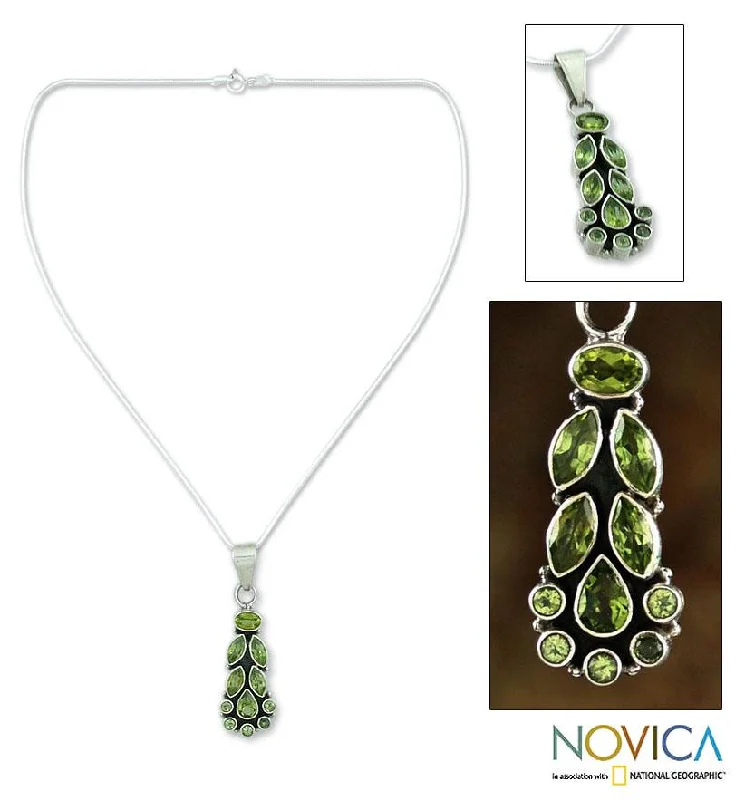 Modern Statement Jewelry For Bold Styling Peridot Sterling Silver Pendant Necklace