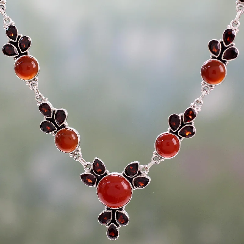 Flash Sale On Exquisite Jewelry – Don't Miss Out Rose Blossom Garnet & Carnelian Necklace