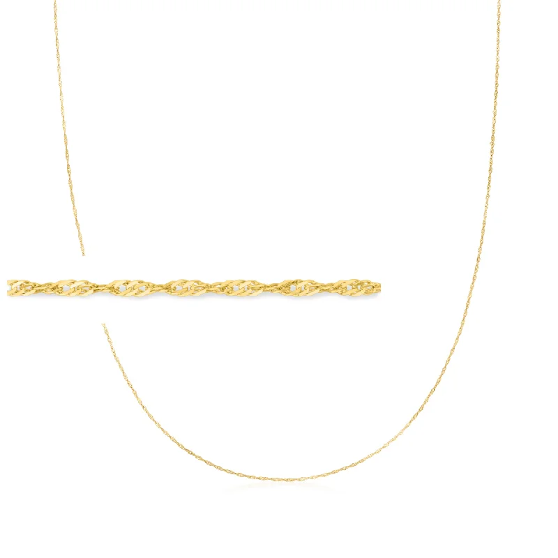 Elegant Designs, Unbeatable Discounts – Shop Jewelry Now Ross-Simons 1mm 14kt Yellow Gold Singapore Chain Necklace