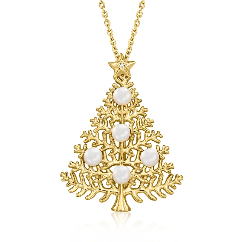 Exclusive Jewelry Offers – Shine For Less Ross-Simons 3.5-4mm Cultured Pearl Christmas Tree Pin/Pendant Necklace in 18kt Gold Over Sterling With Diamond Accent Exclusive Jewelry Offers – Shine For Less Ross-Simons 3.5-4mm Cultured Pearl Christmas Tree Pin/Pendant Necklace in 18kt Gold Over Sterling With Diamond Accent