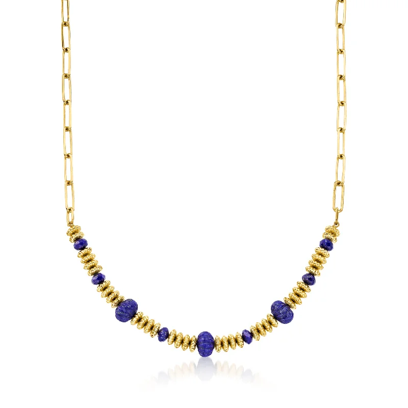 Seasonal Jewelry Sale – Upgrade Your Style Today Ross-Simons 6-10mm Lapis Bead Paper Clip Link Necklace in 18kt Gold Over Sterling Seasonal Jewelry Sale – Upgrade Your Style Today Ross-Simons 6-10mm Lapis Bead Paper Clip Link Necklace in 18kt Gold Over Sterling