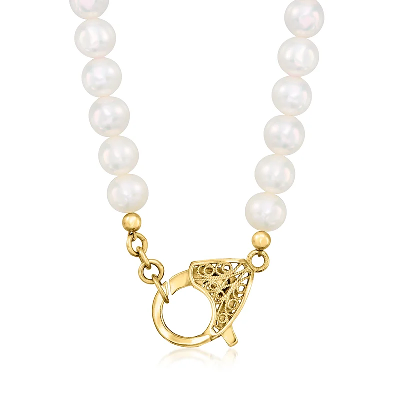 Premium Jewelry At Special Low Prices For A Limited Time Ross-Simons 6.5-7mm Cultured Pearl Lobster Clasp Necklace in 18kt Gold Over Sterling Premium Jewelry At Special Low Prices For A Limited Time Ross-Simons 6.5-7mm Cultured Pearl Lobster Clasp Necklace in 18kt Gold Over Sterling