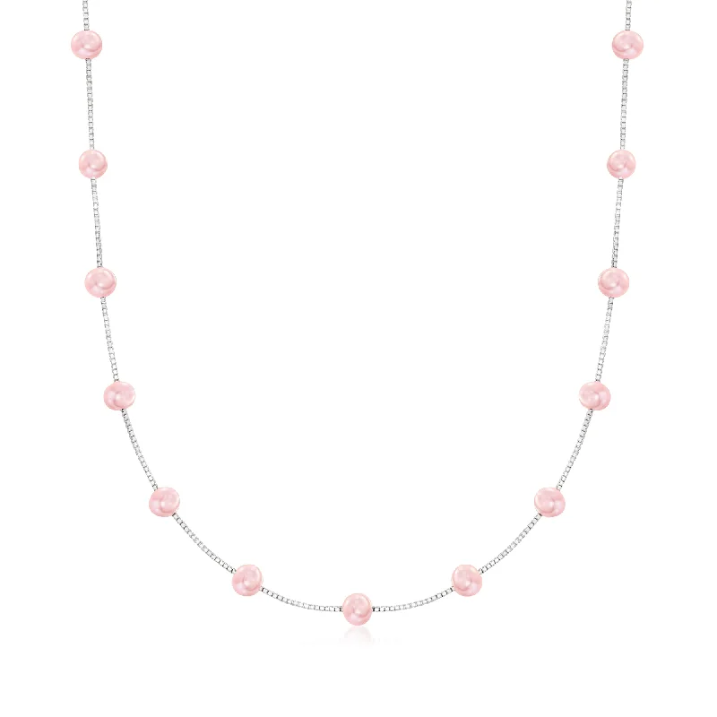 Exclusive Jewelry Bundles At Discounted Rates Ross-Simons 6-6.5mm Pink Cultured Pearl Station Necklace in Sterling Silver Exclusive Jewelry Bundles At Discounted Rates Ross-Simons 6-6.5mm Pink Cultured Pearl Station Necklace in Sterling Silver