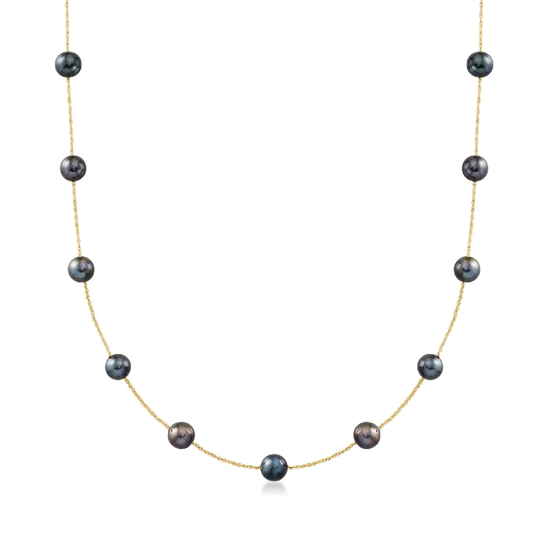 Flash Jewelry Sale – Get Stunning Pieces At Low Prices Ross-Simons 6-6.5mm Black Cultured Pearl Station Necklace in 14kt Yellow Gold Flash Jewelry Sale – Get Stunning Pieces At Low Prices Ross-Simons 6-6.5mm Black Cultured Pearl Station Necklace in 14kt Yellow Gold