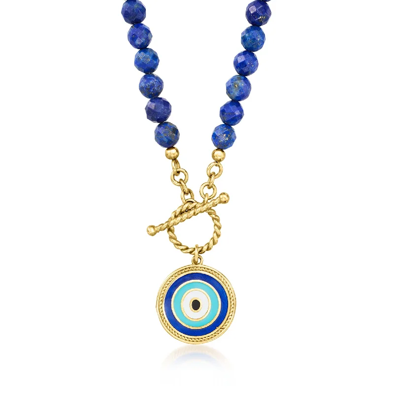 Flash Sale On Exquisite Jewelry – Don't Miss Out Ross-Simons 6mm Lapis Bead and Multicolored Enamel Evil Eye Toggle Necklace in 18kt Gold Over Sterling Flash Sale On Exquisite Jewelry – Don't Miss Out Ross-Simons 6mm Lapis Bead and Multicolored Enamel Evil Eye Toggle Necklace in 18kt Gold Over Sterling