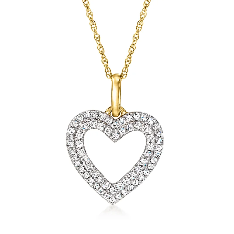 Ross-Simons Diamond Heart Pendant Necklace in 18kt Yellow Gold