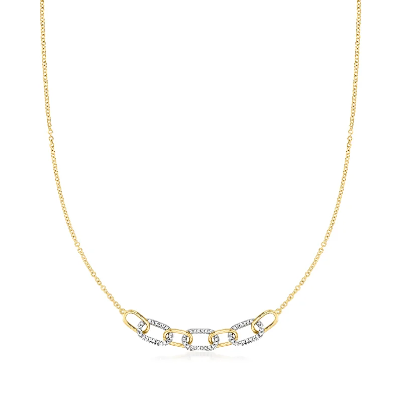 Ross-Simons Diamond Paper Clip Link Necklace in 18kt Yellow Gold